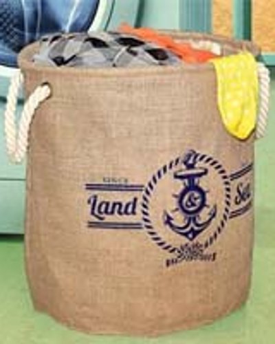 Jute Storage Basket - Land & Sea Print